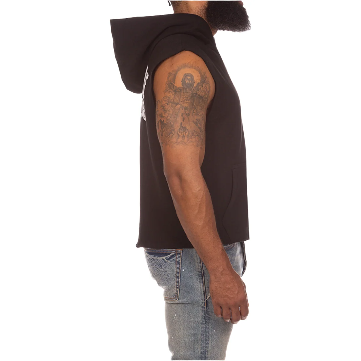 BB SPACE SLEEVELESS HOODIE - BLACK - Image 3