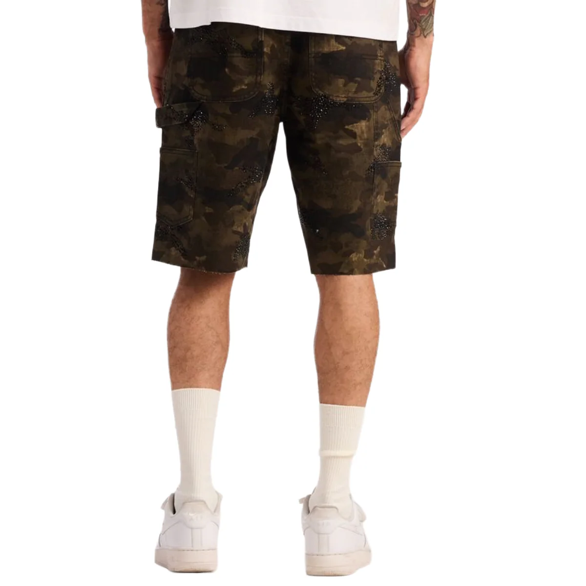 EMBELLISH JAGUAR DENIM SHORTS (CAMO) - Image 3