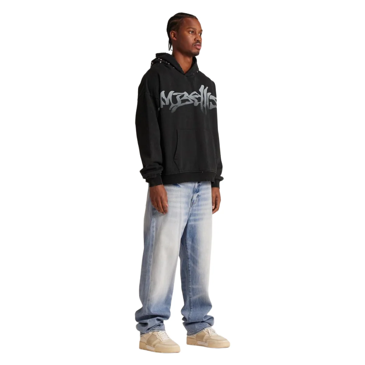 EMBELLISH LOGO HOODIE - BLACK - Image 3