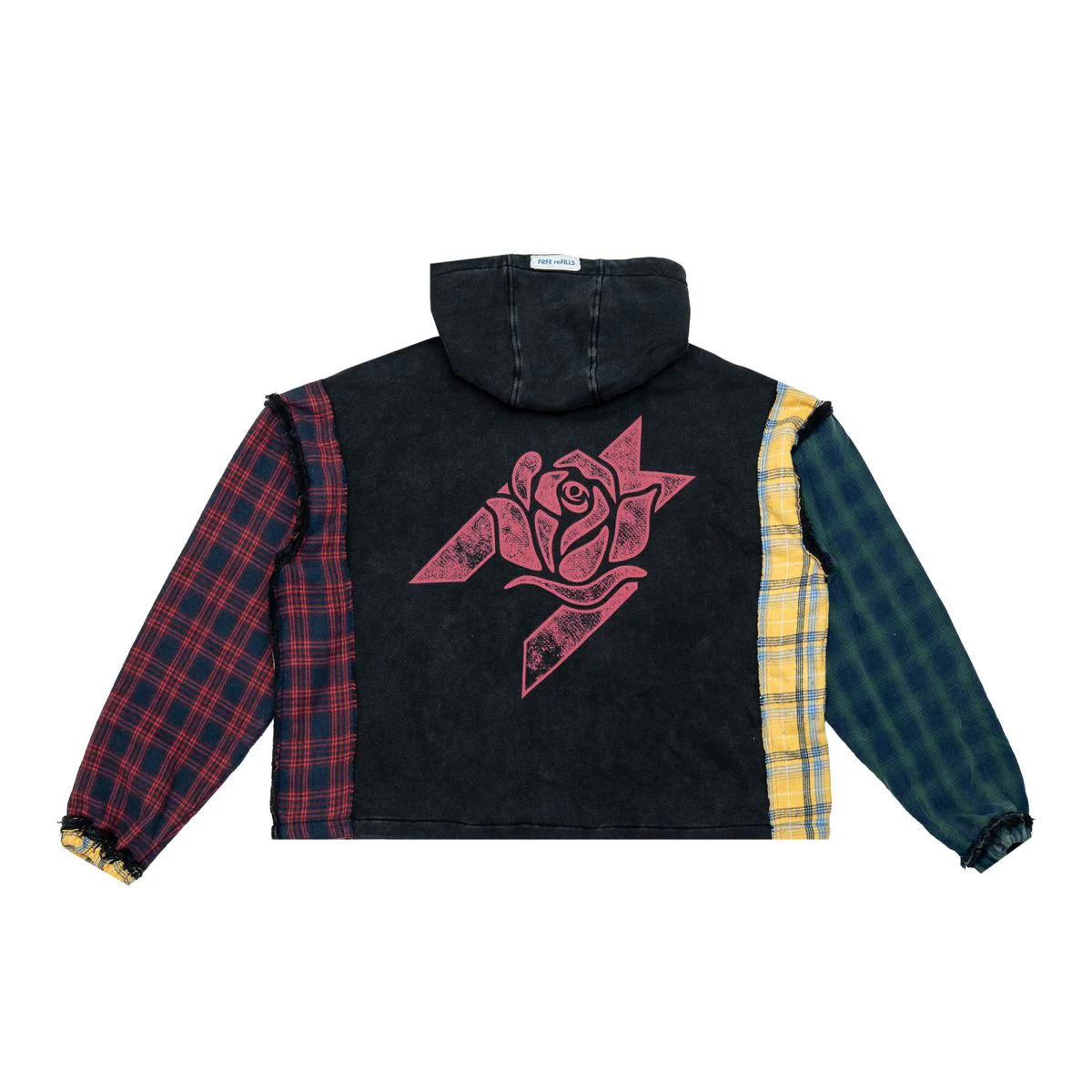 FR MULTI FLANNEL HOODIE - BLACK - Image 2