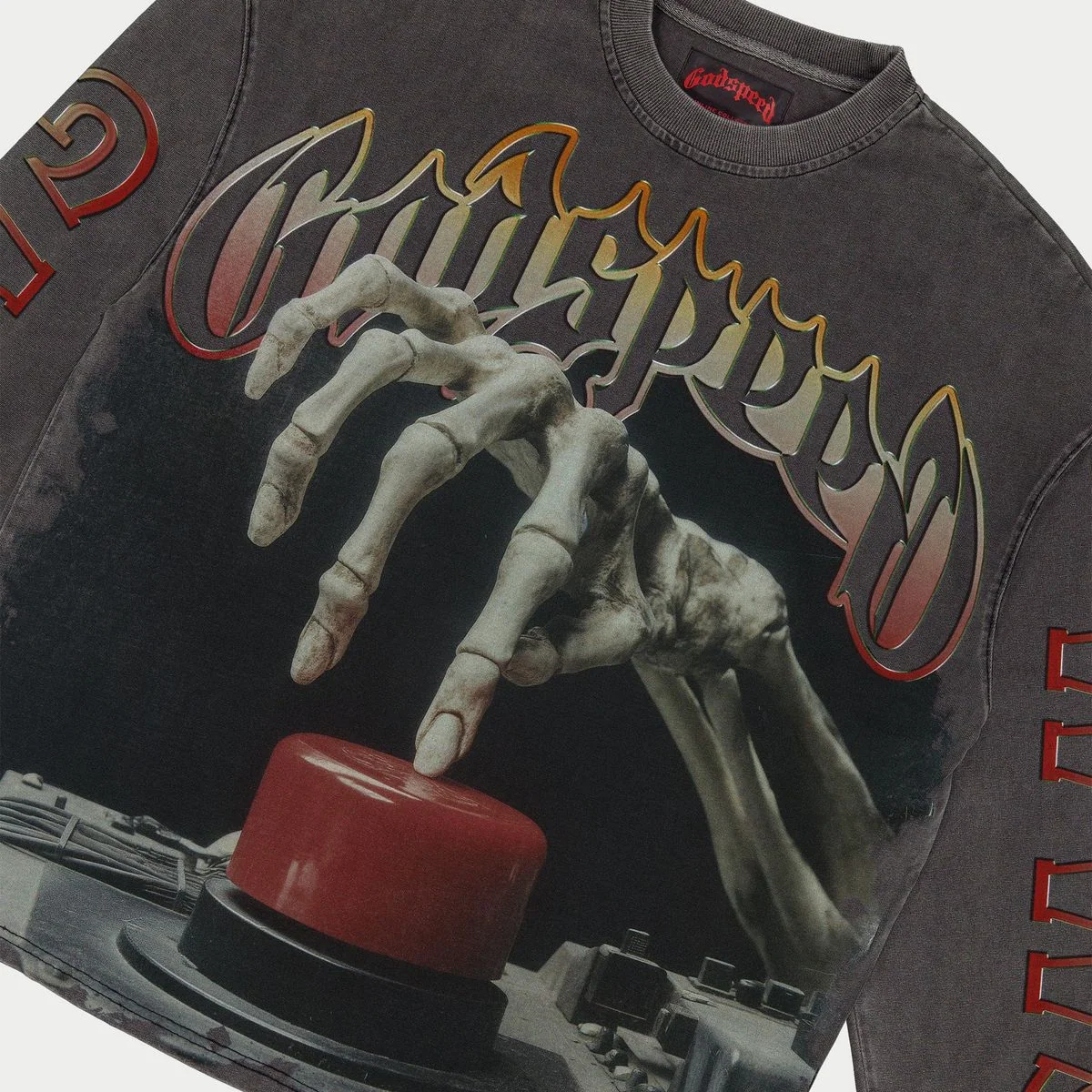 GODSPEED 'CODE RED' L/S TEE - GREY WASH - Image 3
