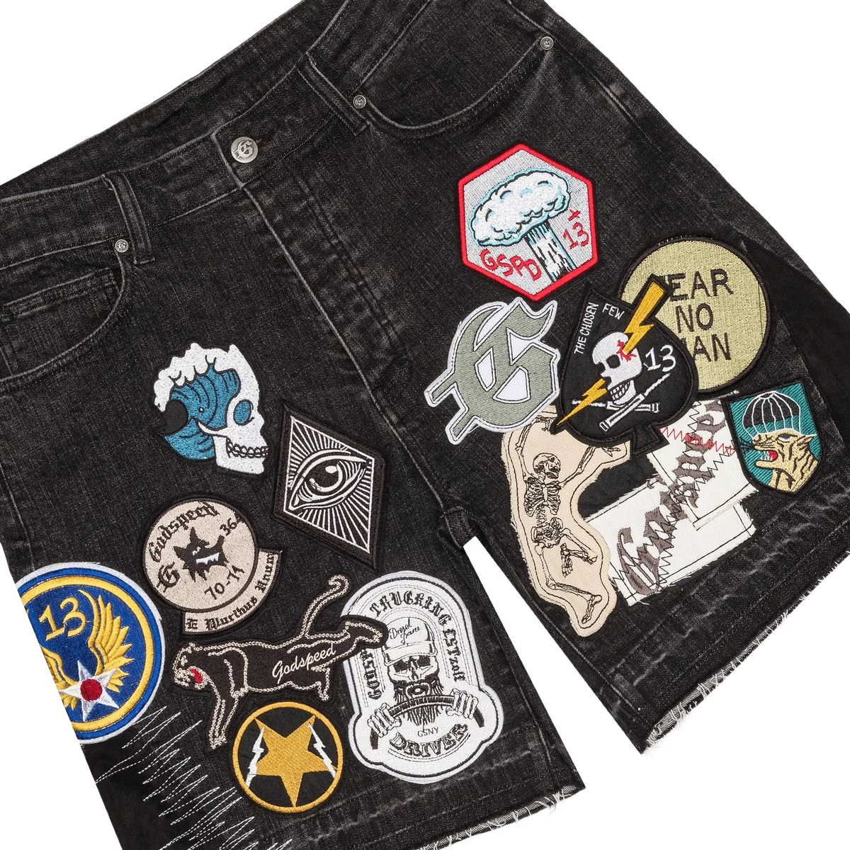 GODSPEED 'PATCHWORK V2' DENIM SHORTS (BLK) - Image 3