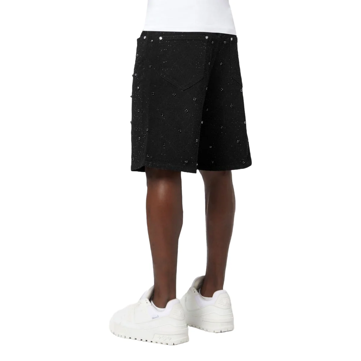GUAPI ALL BLACK EMBELLISHED DENIM SHORTS - Image 3