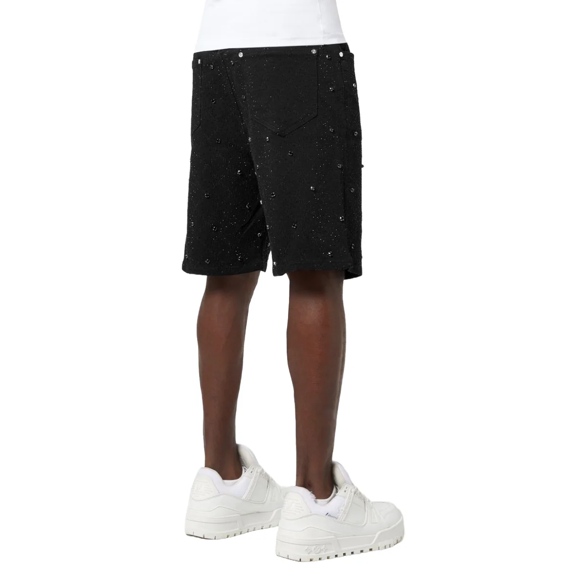 GUAPI ALL BLACK EMBELLISHED DENIM SHORTS - Image 4