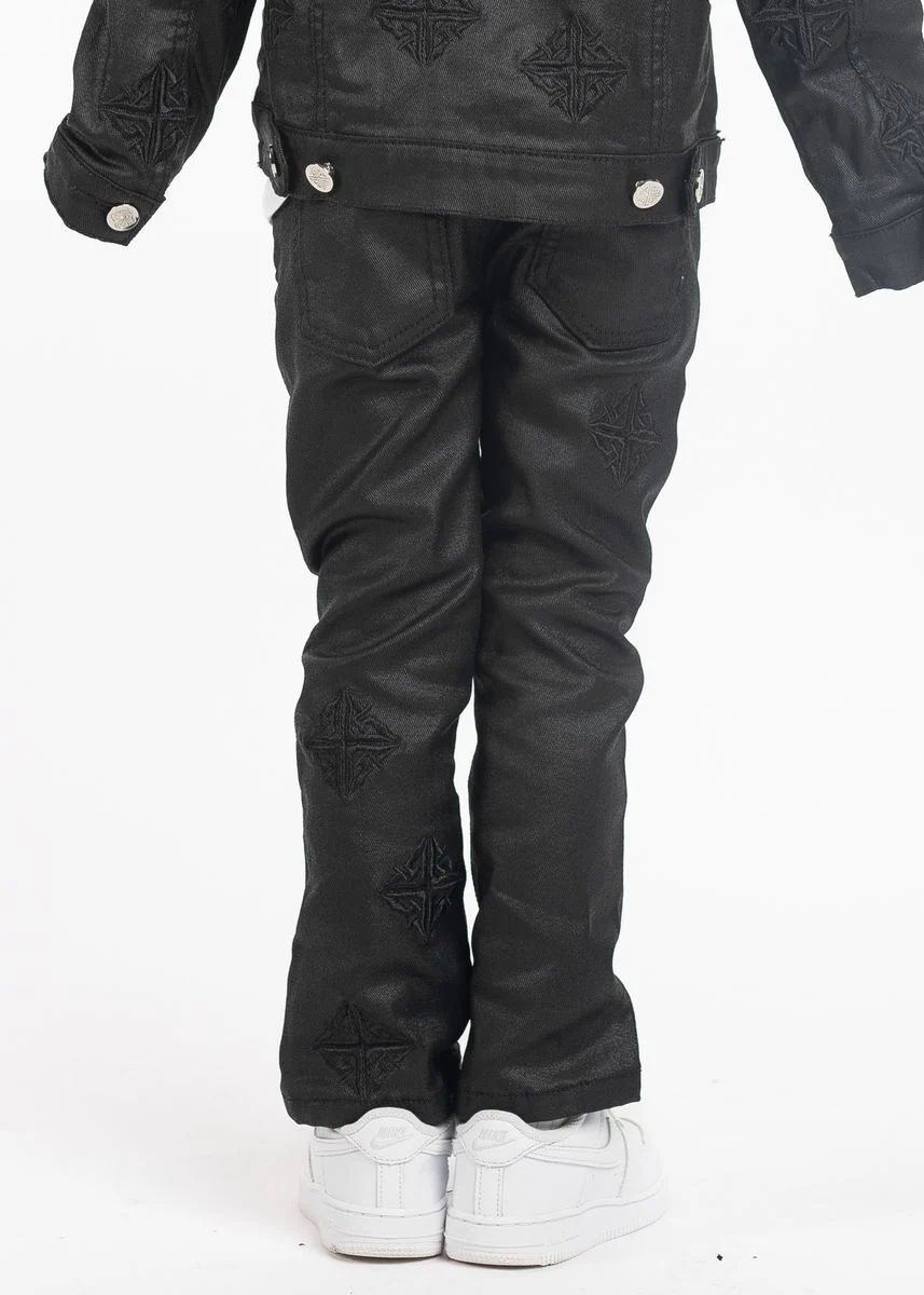 GUAPI ALL BLACK WAXED KIDS DENIM SET - Image 4