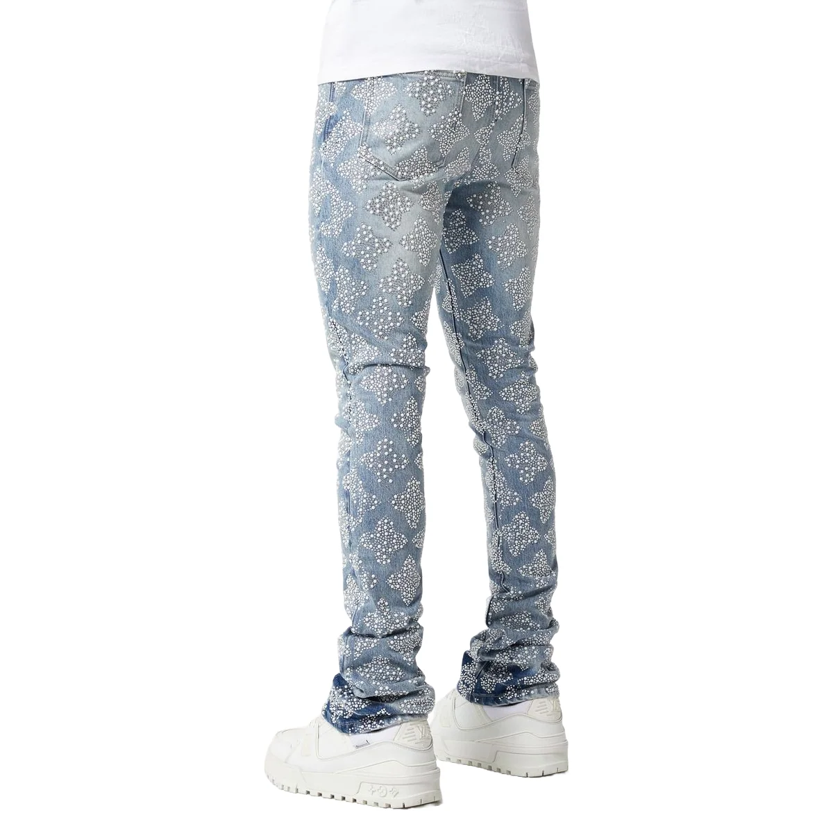 GUAPI AQUA BLUE EMBELLISHED DENIM V4 - Image 3