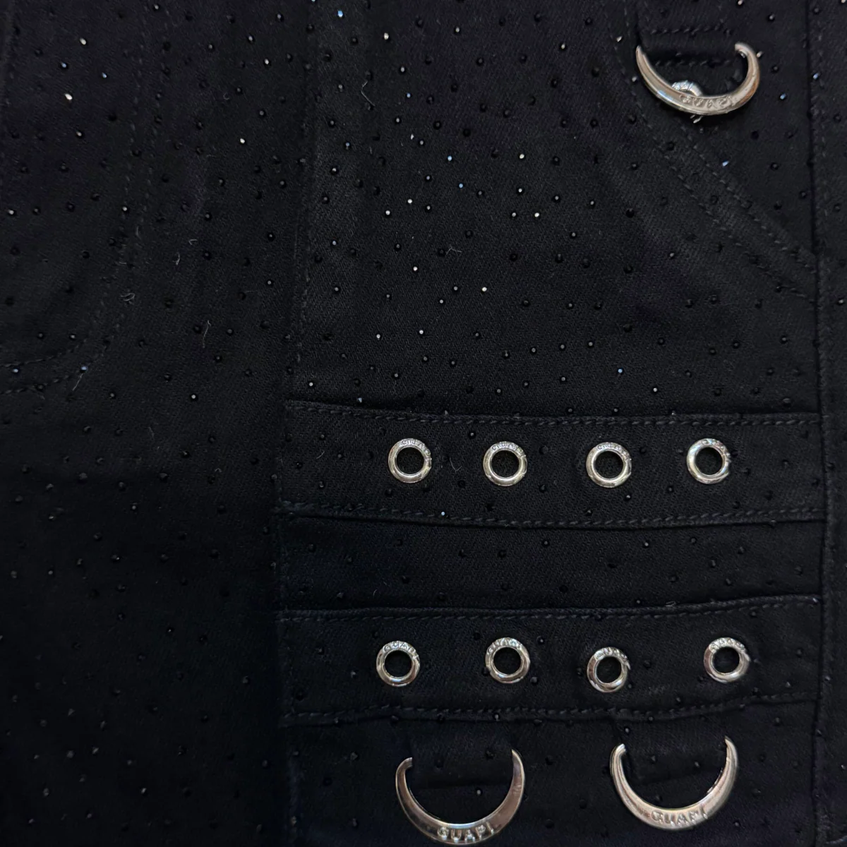 GUAPI OBSIDIAN BLACK CRYSTAL STACKED DENIM - Image 4