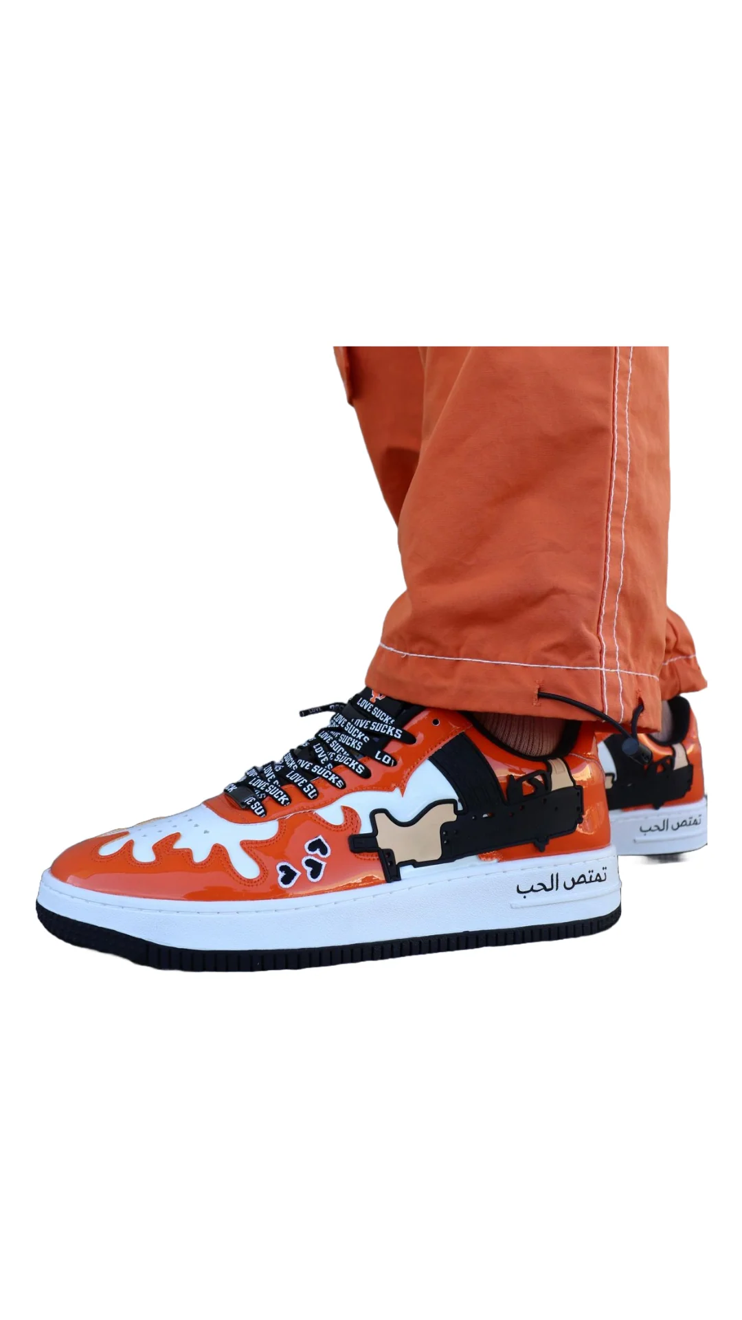 LS ORANGE PATENT LEATHER FLAMES SHOE - Image 3