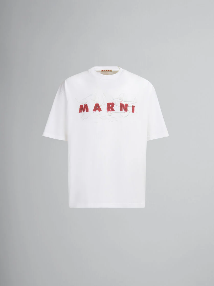 MARNI WRINKLED MARNI LOGO T-SHIRT (WHT/RED)