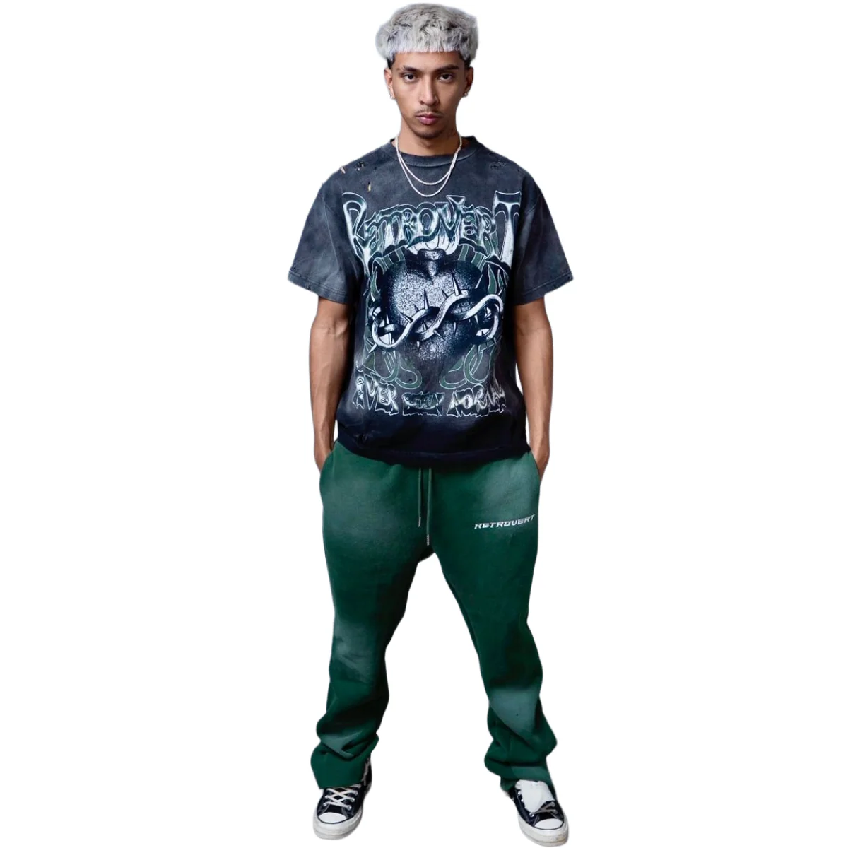 RETROVERT GREEN WASHED FLARES - Image 3
