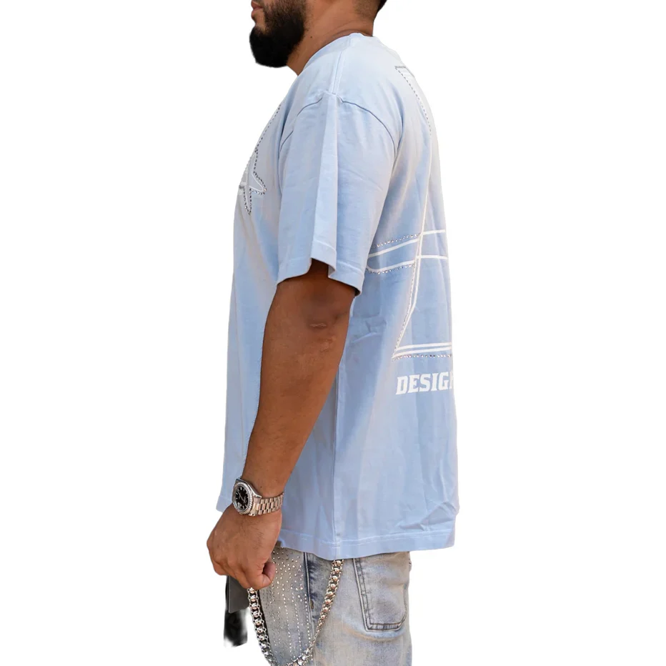 RVR 'LOGO' RHINESTONE SS TEE (BLUE) - Image 3