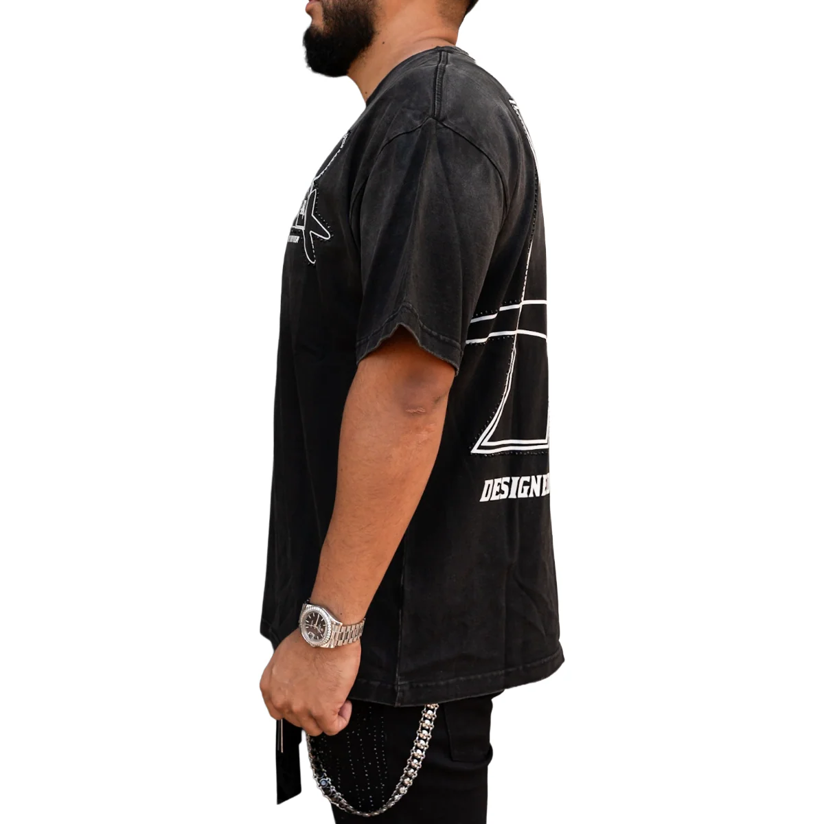 RVR 'LOGO' RHINESTONE TEE - BLACK - Image 3