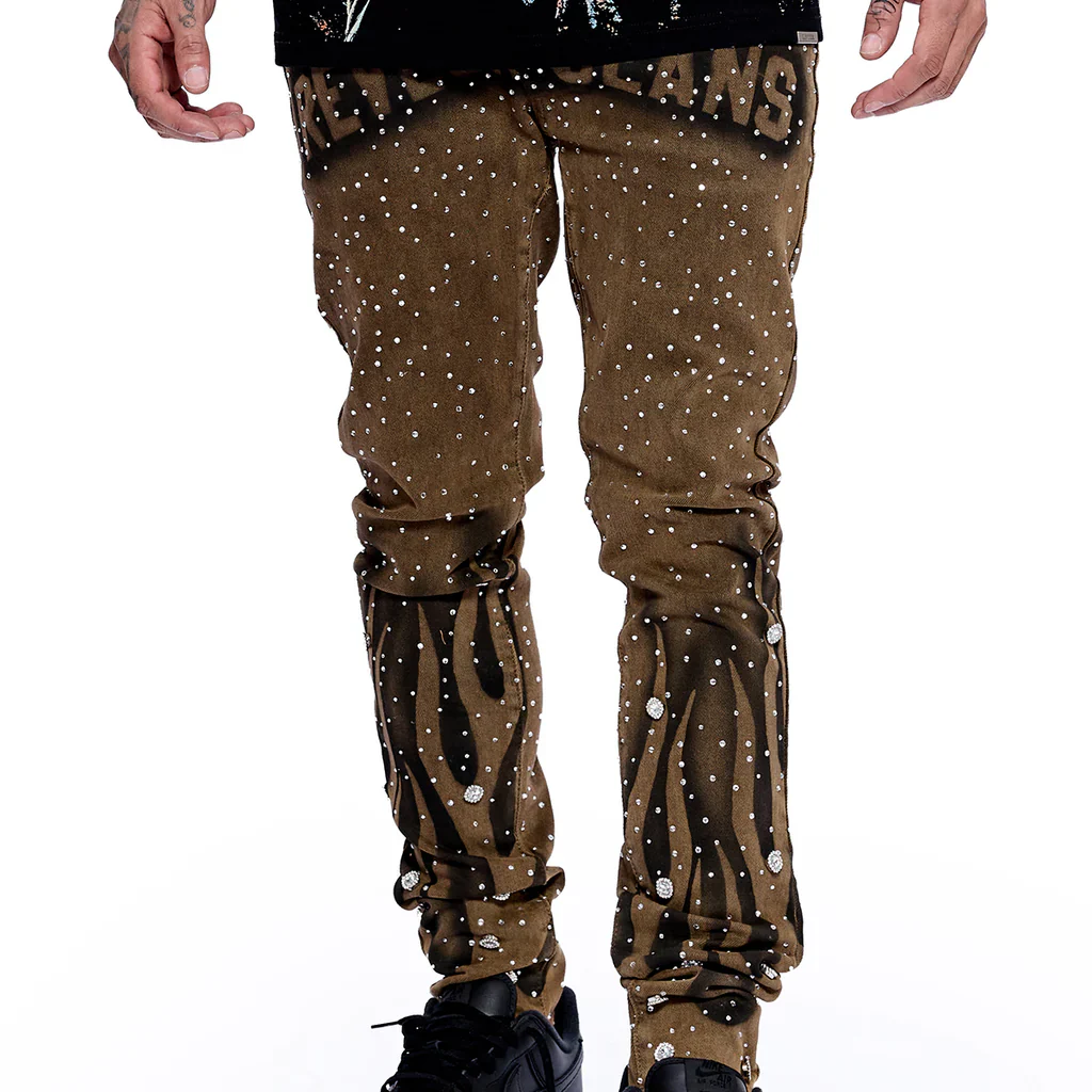 RVR "NEBULA" BROWN WASH SKINNY DENIM - Image 5