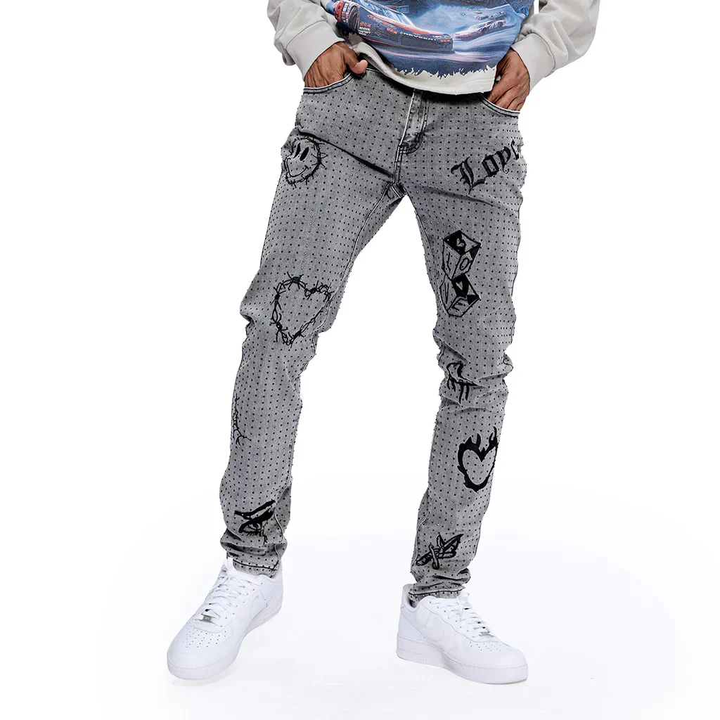RVR "THORNED HEARTS" LIGHT GREY DENIM - Image 2