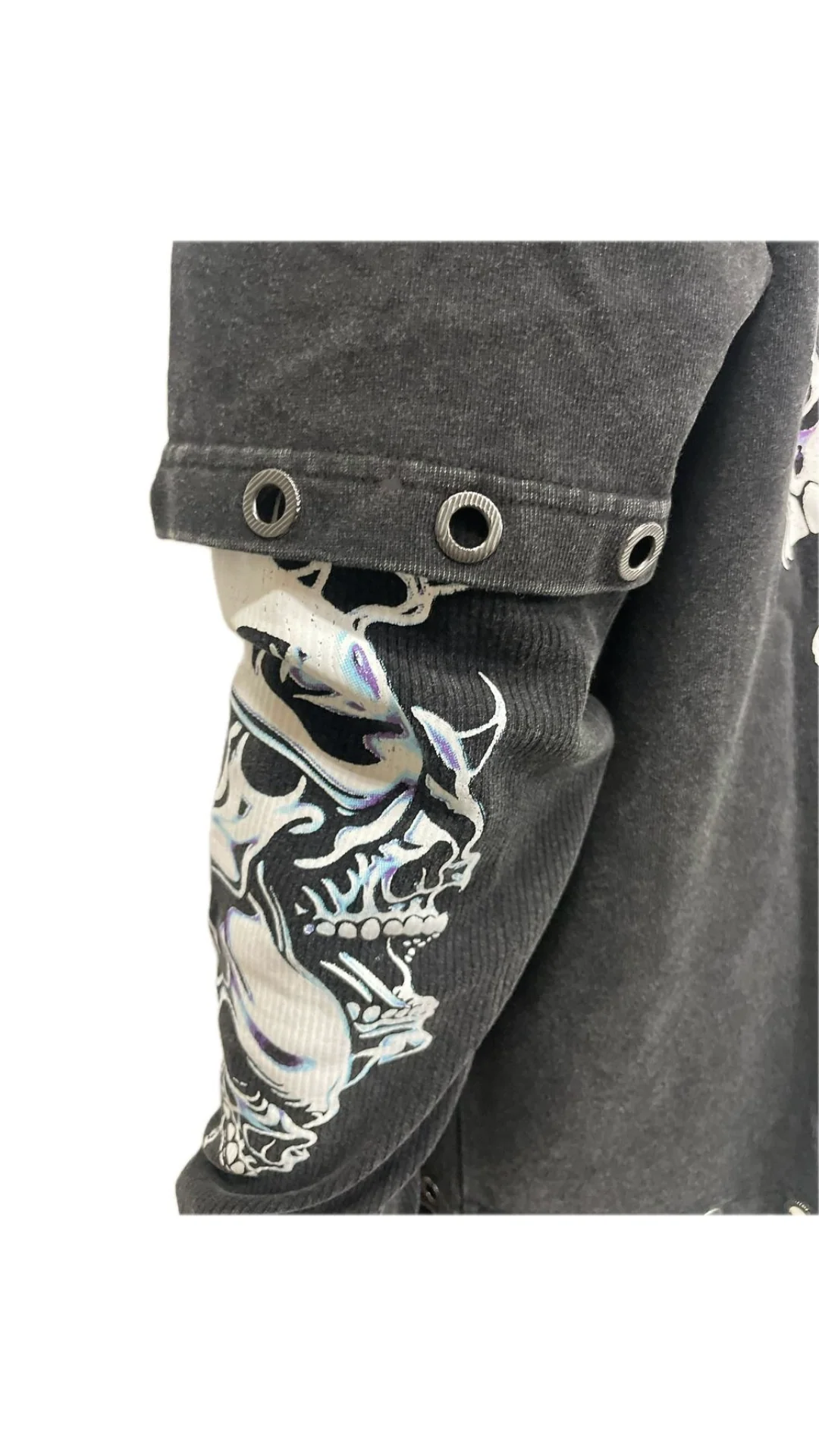 SF FLAMING SKULL DOUBLE SLEEVE (BLK) - Image 3