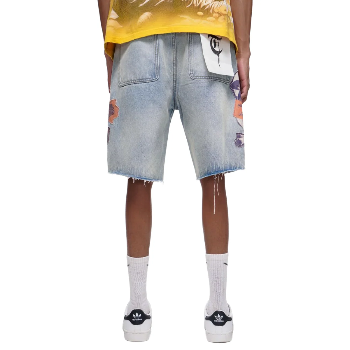 TRNCHS 'COLLAGE' WASHED DENIM SHORTS (LT BLUE) - Image 2