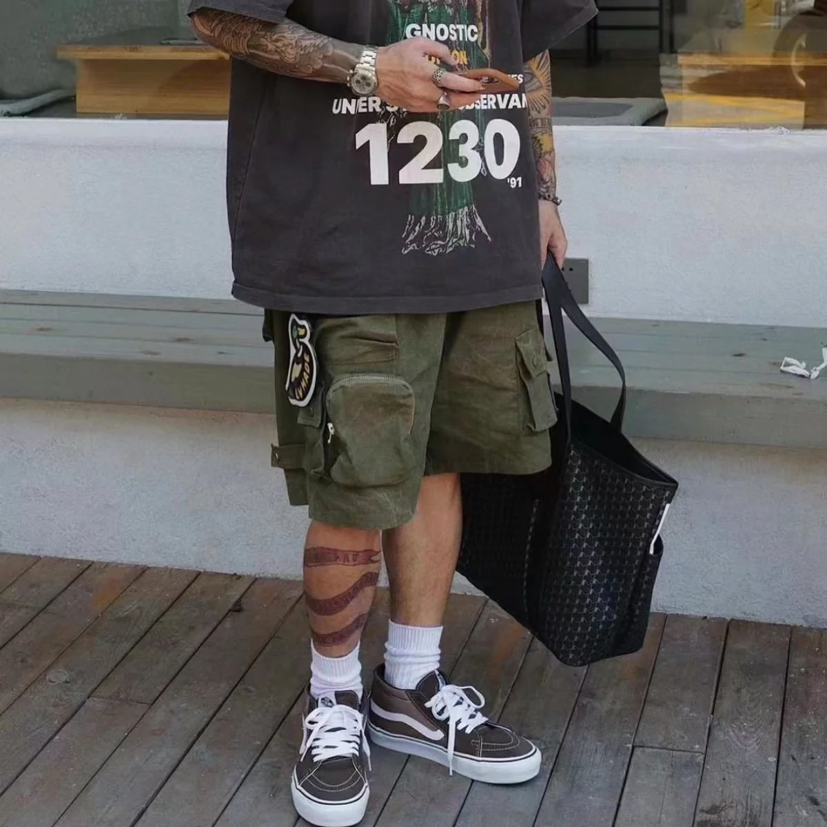 UNDVLPD OLIVE MULTI CARGO SHORTS - Image 3