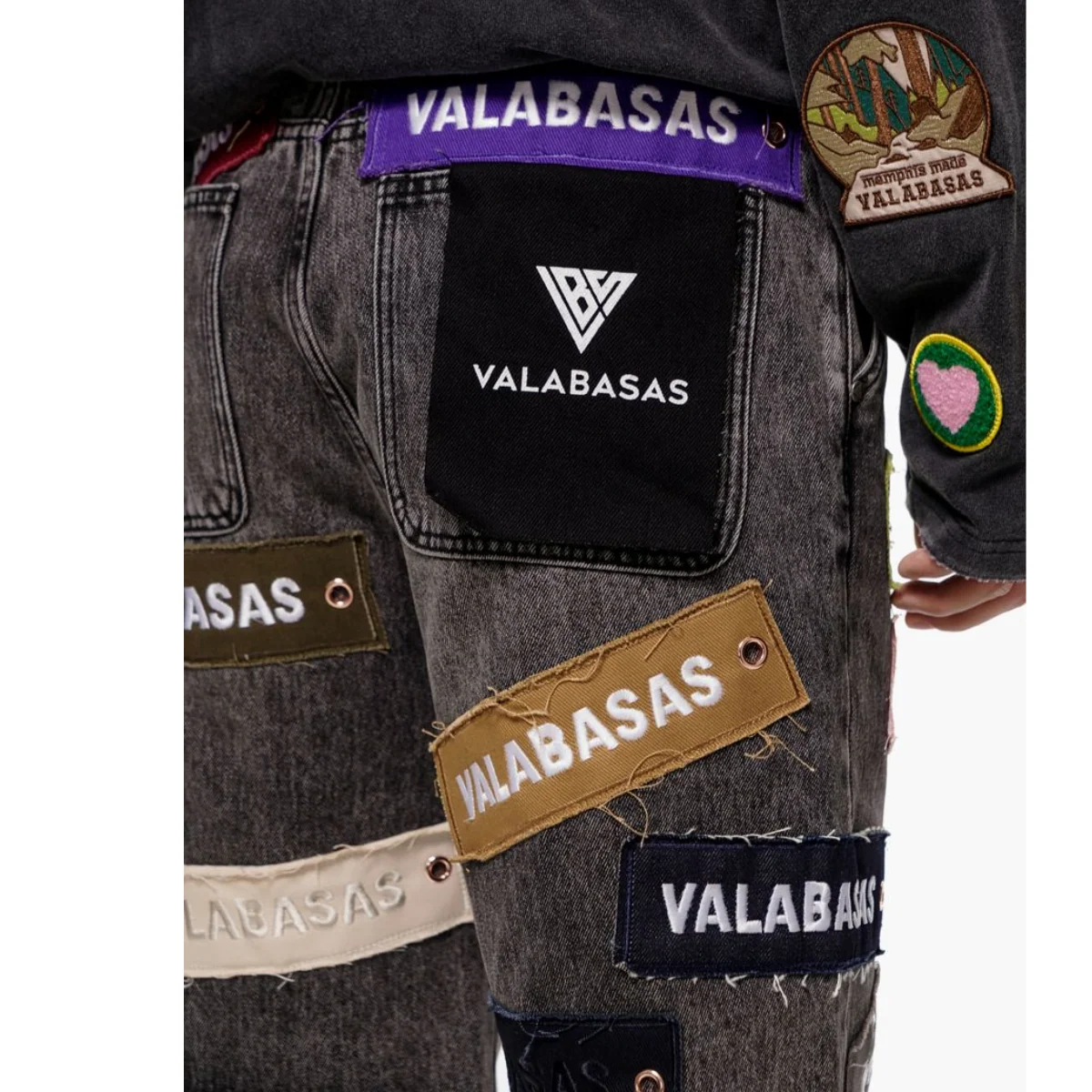 VALABASAS "BANNER" WASHED DENIM SHORTS (GREY) - Image 4