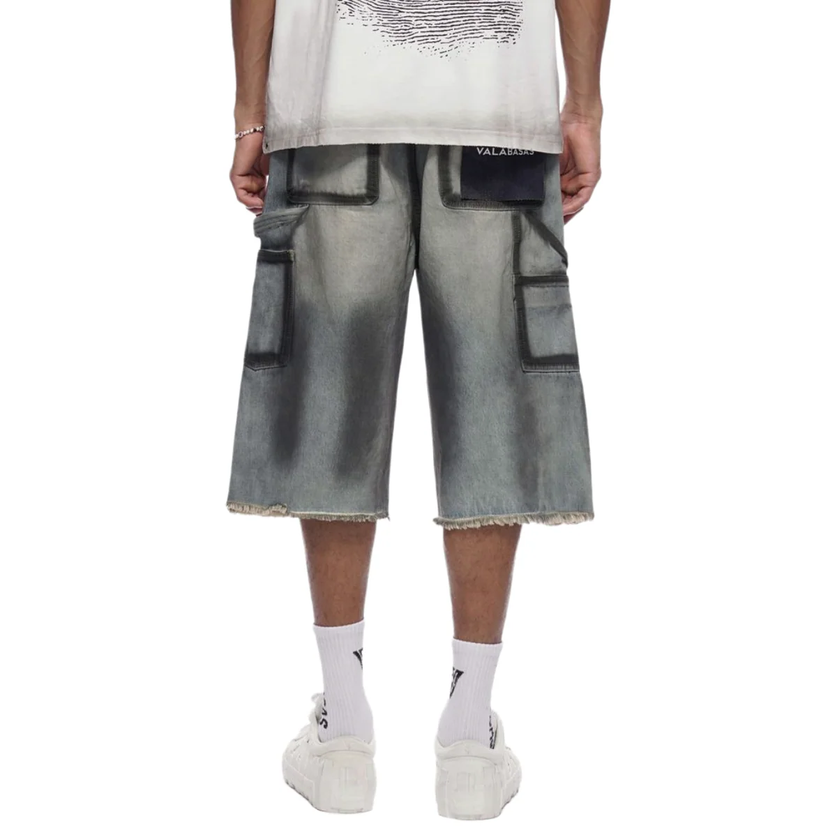 VALABASAS "REVOLT" WASHED DENIM JORTS (DRTY LT BLUE) - Image 2