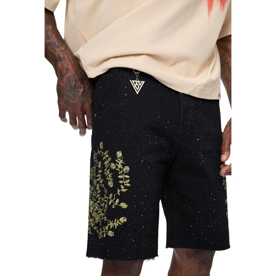VALABASAS "WRITTEN" DENIM SHORTS - BLACK - Image 4