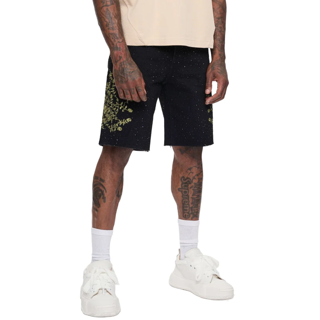 VALABASAS "WRITTEN" DENIM SHORTS - BLACK - Image 6