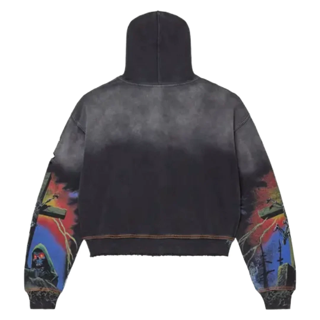VALE DAMMED BIG ZIP-UP HOODIE - BLACK - Image 2