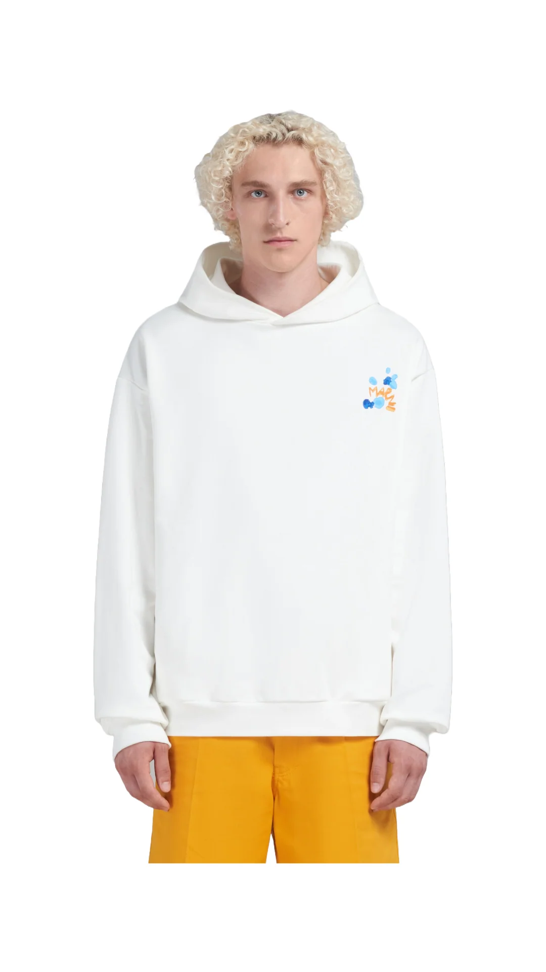 MARNI WHITE BIO COTTON HOODIE WITH MARNI DRIPPING PRINT - Image 3